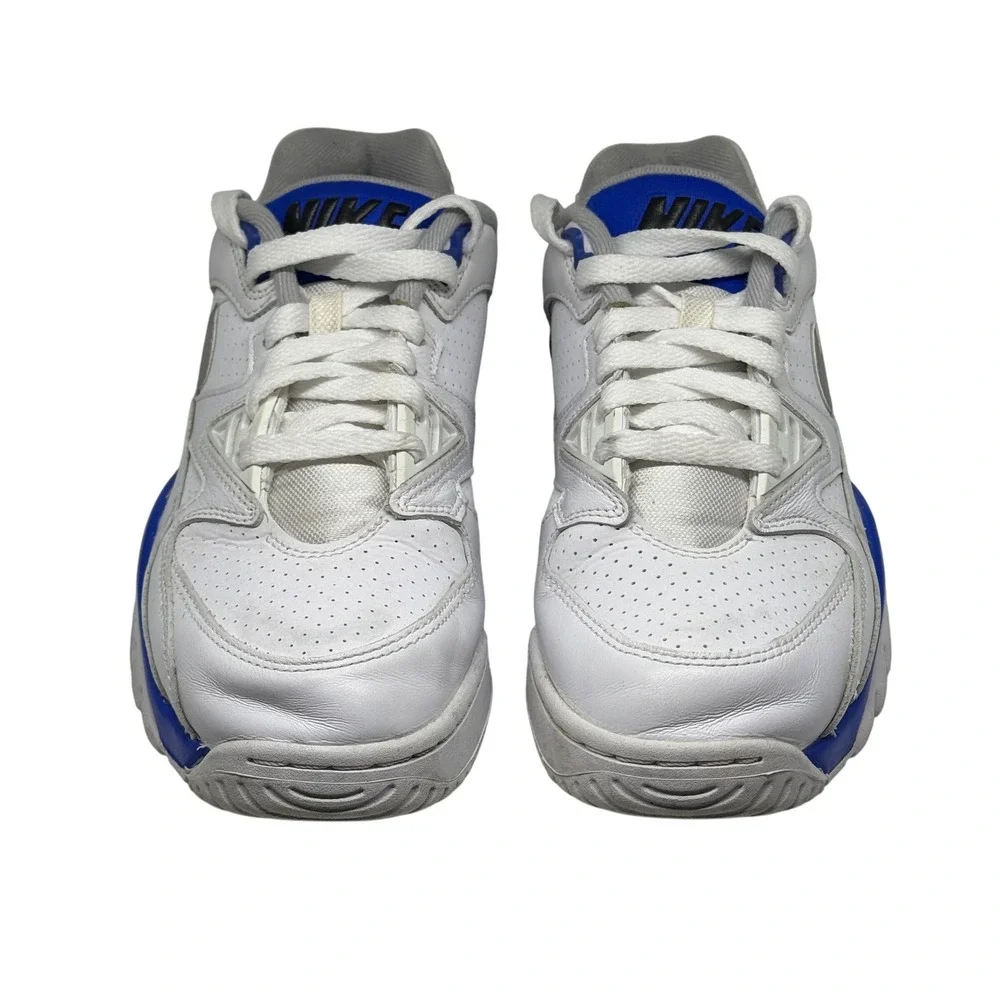 Nike Air Men White Blue Leather Athletic‎ Training Sneakers Shoes Size 7 US